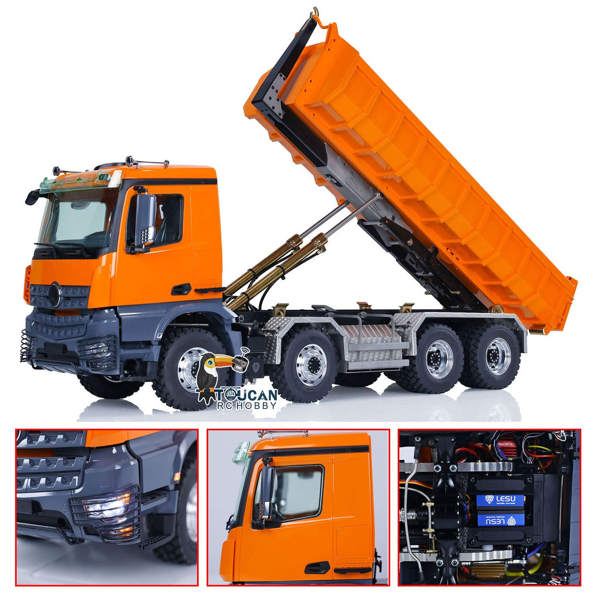 TOUCAN RC HOBBY LESU 1/14 8*8 for K3363 Hydraulic RC Dumper Truck Tipper Model 1/2 Transfer Case LED Light 3T Sound ESC Servo Motor