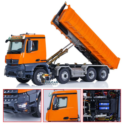 TOUCAN RC HOBBY LESU 1/14 8*8 for K3363 Hydraulic RC Dumper Truck Tipper Model 1/2 Transfer Case LED Light 3T Sound ESC Servo Motor