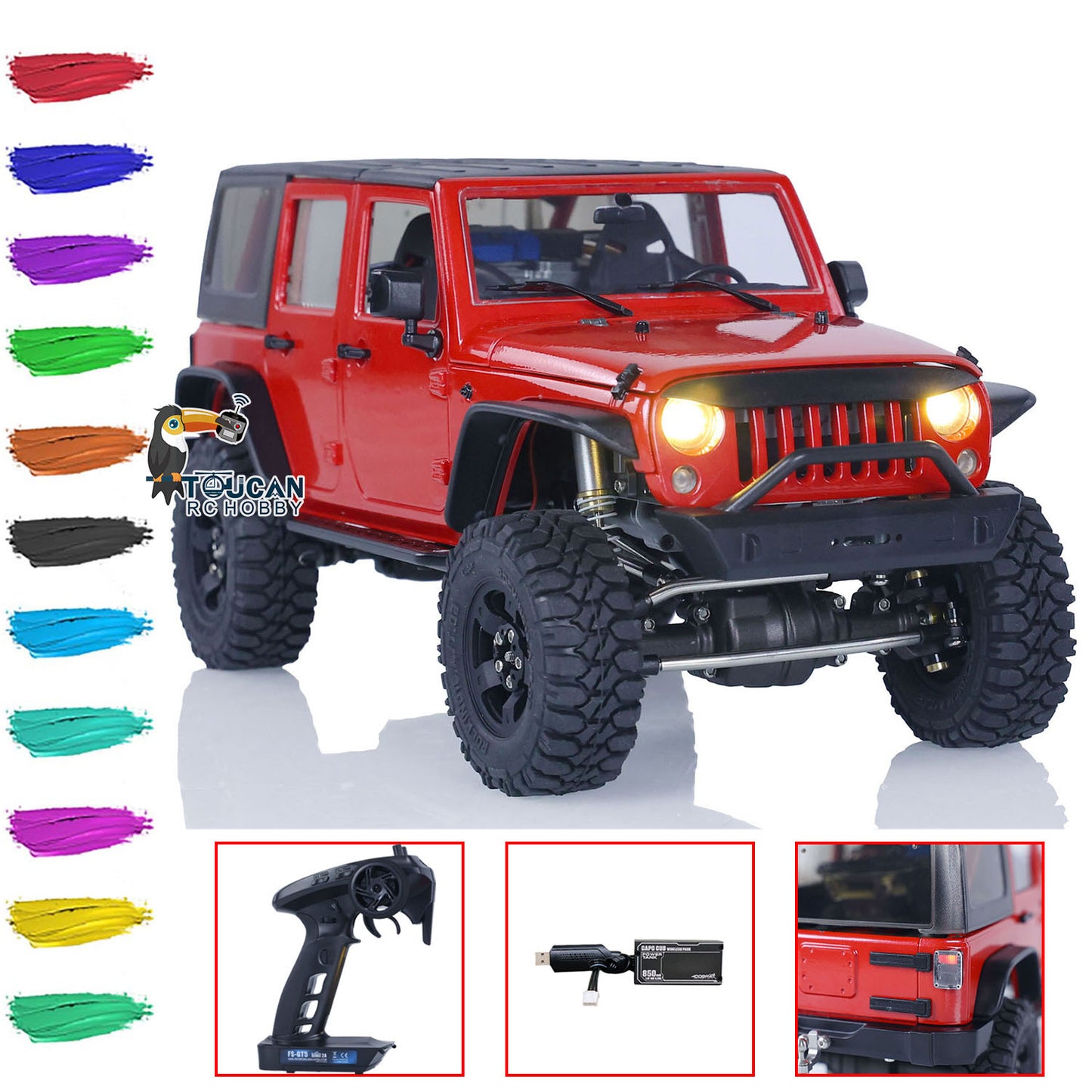 CAPO 1/18 RC Crawler Car CUB2 RTR Lackiert Zusammengebaut Ferngesteuertes Kletterfahrzeug 2-Gang Getriebe Licht Sound ESC 
