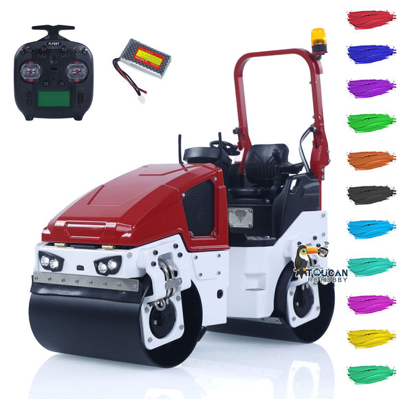 BW120AD 1/14 Metal Radio Controlled Road Roller Mini RC Construction Vehicle Finished Model Brushed ESC Battery Flysky ST8 Radio