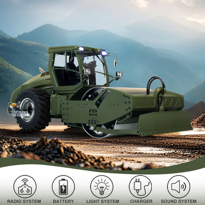 TOUCAN RC HOBBY LESU AOUE H13i 1/14 Metal Hydraulic RC Road Roller FlySky I6S Remote Controller Front Shovel Sound Light System for Backyard Fun