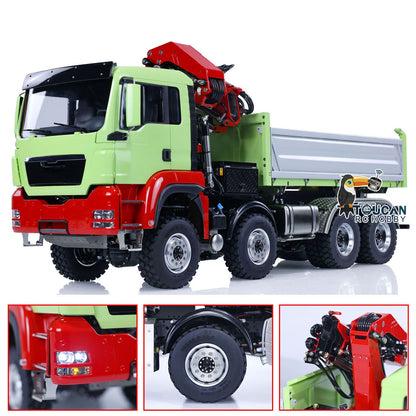 TOUCAN RC HOBBY LESU 1/14 8X8 RC Hydraulic 3-Ways Dumper Truck for Remote Control Crane 2Speed Gearbox Tipper W/ Sound Light ESC Servo
