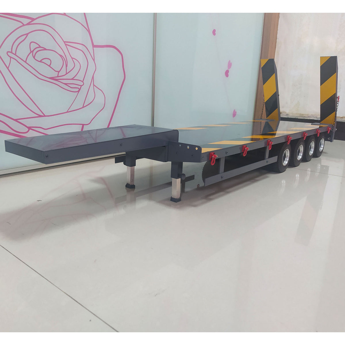 Metall-Sattelauflieger 4-Achs-Anhänger für 1/14 RC-Sattelzugmaschine Fernbedienung Auto Hobby Modell DIY Spielzeug Zubehör montiert lackiert