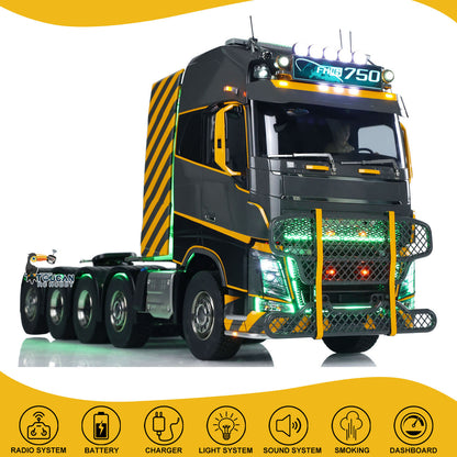 €150 OFF 11.11 BIG SALE Unitru 02 FH16 1/14 Remote Control Tractor Truck 10x10 Metal Chassis RTR RC Lorry Car Model ST8 Radio Battery Smoke Light 3Speed