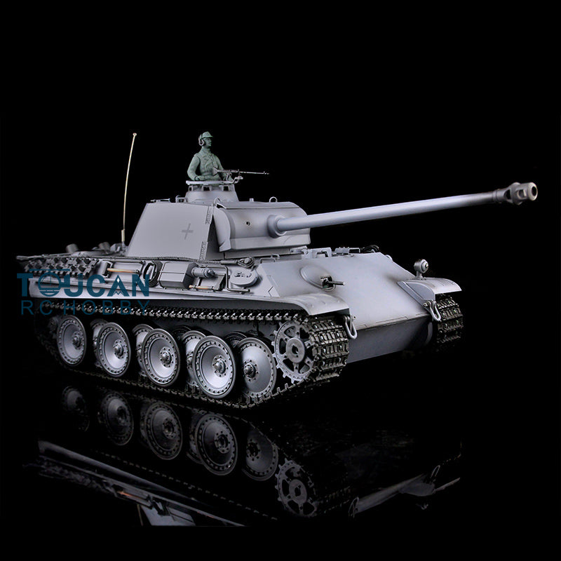 Henglong TK7.0 Deutscher Panther G aus Kunststoff im Maßstab 1/16, fahrbereit, ferngesteuerter Modellpanzer 3879 mit 360-Grad-Turmketten und Kettenrädern