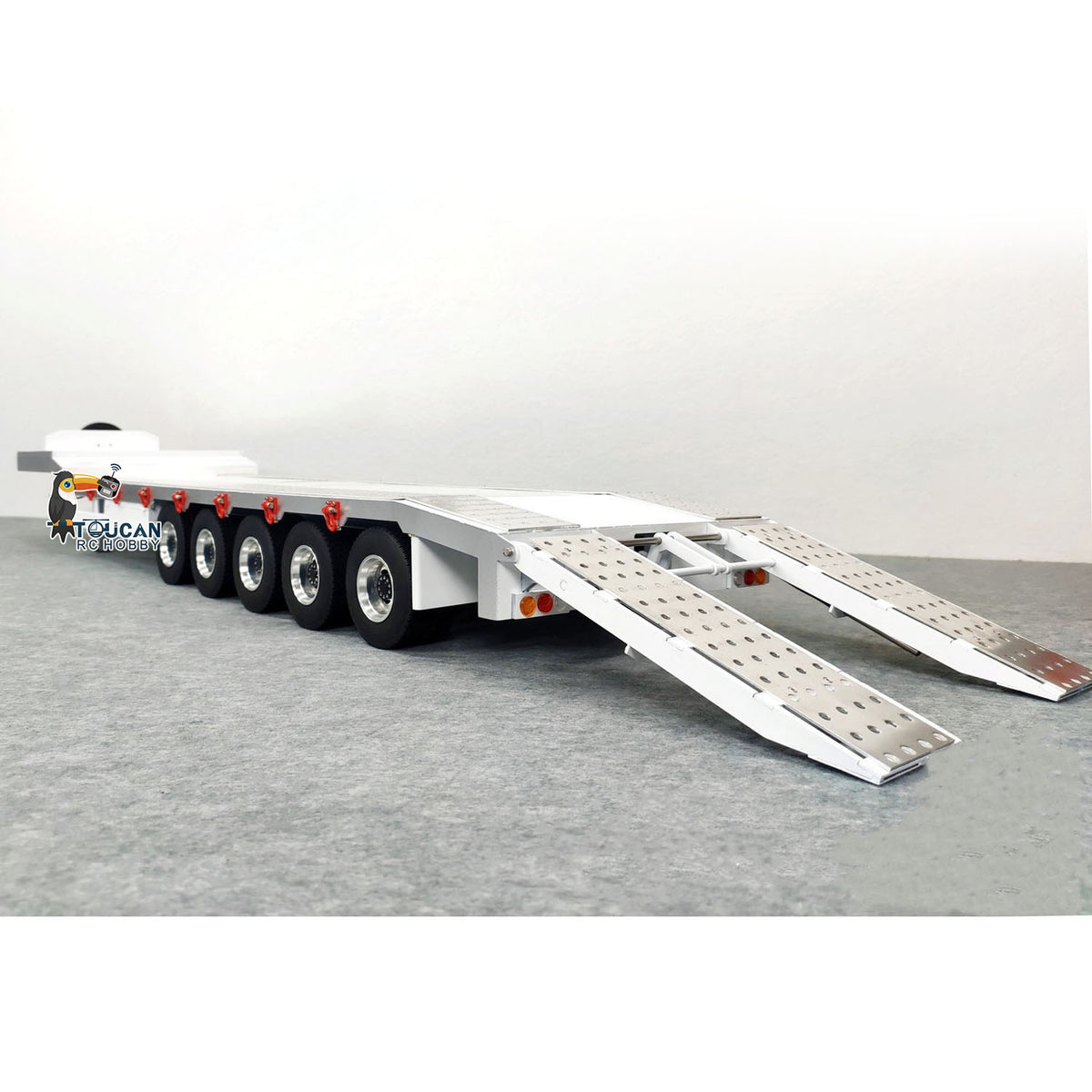 TOUCAN RC HOBBY 1:14 5-axle Metal Trailer Electric Tailgate Legs for RC Tractor Car Trucks Model