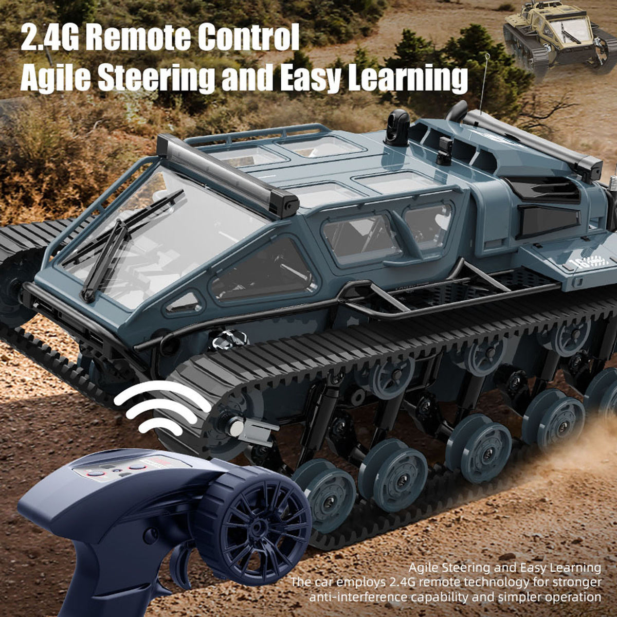 TOUCAN RC HOBBY 1/18 RC Drifting Tracked Off Road Vehicle C8812 2.4GHz Remote Control Simulation Model Car LED Lights 360 Degree Rotation RTR