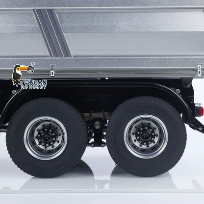 MD 6X6 Dumper Metal 1/14 Full Metal Chassis Hydraulic Tipper with 6x6 Drive System and 2-Speed Transmission Yellow Cab Silver Bucket PNP No Battery