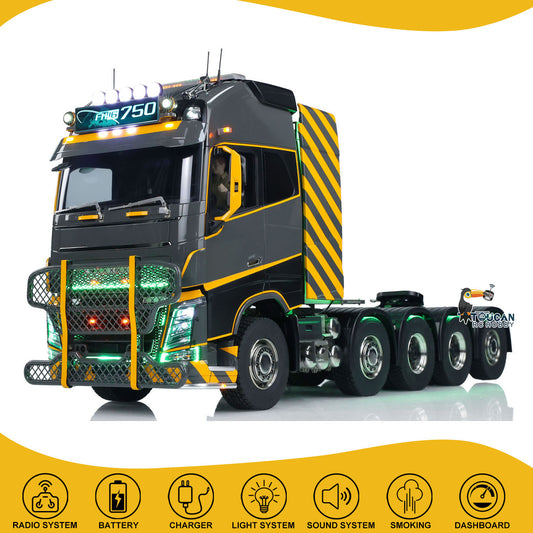 €150 OFF 11.11 BIG SALE Unitru 02 FH16 1/14 Remote Control Tractor Truck 10x10 Metal Chassis RTR RC Lorry Car Model ST8 Radio Battery Smoke Light 3Speed