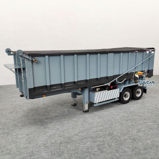 1/14 Metal RC Hydraulic Dump Trailer 2-axle Electric Tarpaulin for Remote Control Tractor Truck DIY Car Model