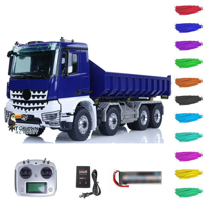 TOUCAN RC HOBBY LESU 1/14 Metal RC Dump Truck 8x8 Remote Control Hydraulic Equipment Roll On/Off RTR Full-dump Cars Model K3363 Servo ESC