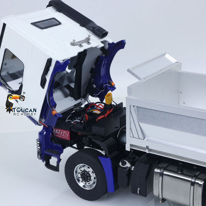 MD 6X6 Dumper Metal 1/14 Hydraulic Construction Truck with HotRC Transmitter and 3S Battery Charger Included featuring Warning Lights and Sound Module No Diff Lock