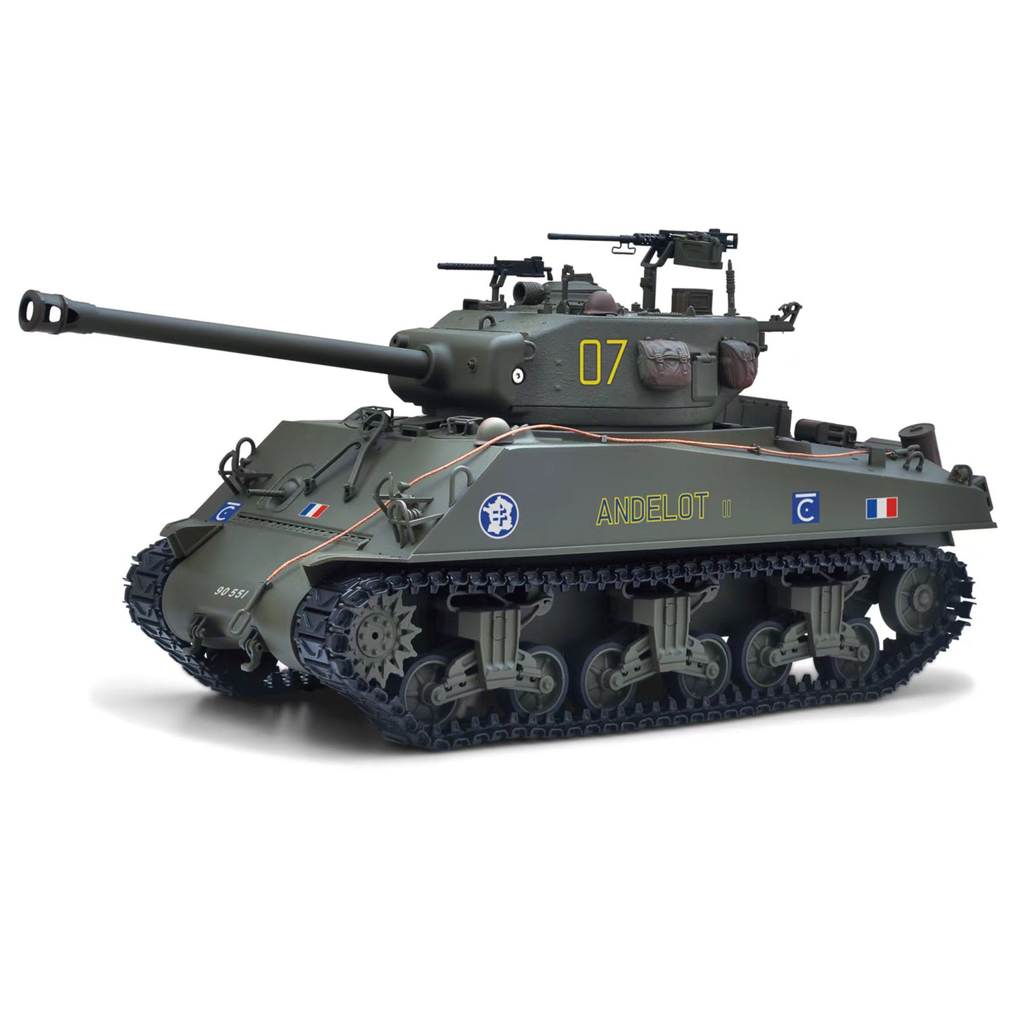 360 Rotation 1/16 Remote Control Tank Sherman M4A3 IR BB 76MM Barrel Elevation Smoke Unit Metal Chassis Tracks Road Wheels
