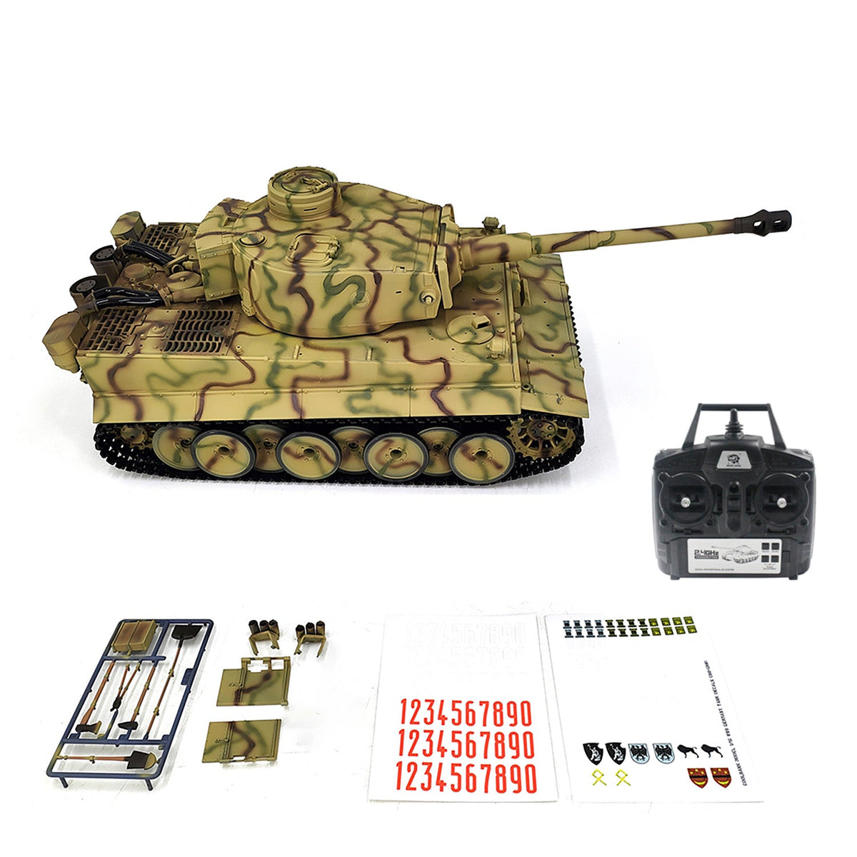 2.4Ghz Henglong 1/16 7.0 Plastic German Tiger I 3818 RTR RC Tank BB IR Barrel Recoil Metal Suspension Arm Gearbox Smoke Special Spray Painting