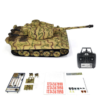 2.4Ghz Henglong 1/16 7.0 Plastic German Tiger I 3818 RTR RC Tank BB IR Barrel Recoil Metal Suspension Arm Gearbox Smoke Special Spray Painting