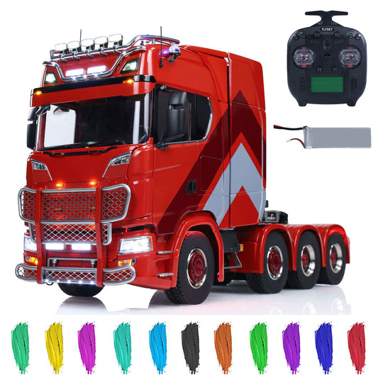 In Stock 1/14 RC Tractor Truck 770S 8x8 Metal Chassis Remote Control Lorry Lock Differential 3Speed Cab Suspension Smoking ST8 Battery