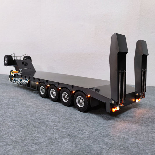 Metal 4 Axles Trailer for 1/14 JDM 189 RC Tractor Truck with Electric Tailboard