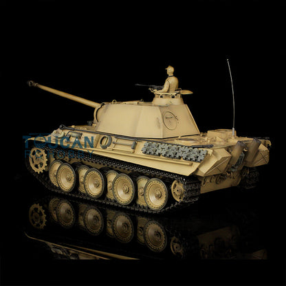 Henglong TK7.0 Deutscher Panther G aus Kunststoff im Maßstab 1/16, fahrbereit, ferngesteuerter Modellpanzer 3879 mit 360-Grad-Turmketten und Kettenrädern