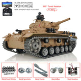 2.4Ghz Henglong 1/16 Scale TK7.0 Customized Version Panzer III H BB IR RTR RC Tank Model 3849 Metal Track Wheels Sound Smoke FPV