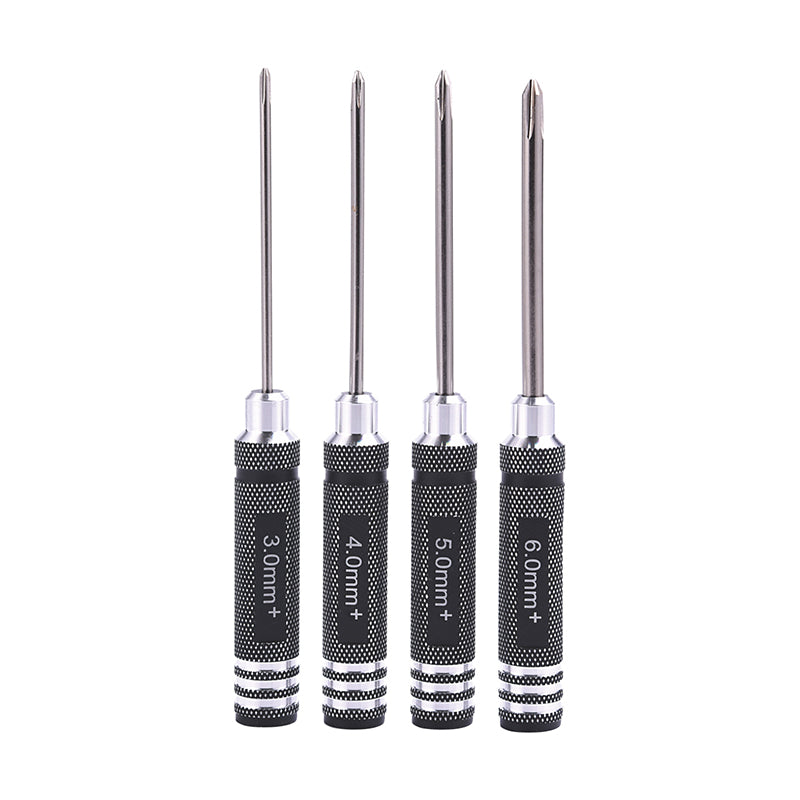 Metall-Kreuzschlitzschraubendreher-Set mit Schlitz, 3,0 mm, 4,0 mm, 5,0 mm, 6,0 mm für 1/14 RC-Autos, RC-LKW-Modell