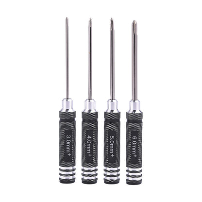 Metall-Kreuzschlitzschraubendreher-Set mit Schlitz, 3,0 mm, 4,0 mm, 5,0 mm, 6,0 mm für 1/14 RC-Autos, RC-LKW-Modell