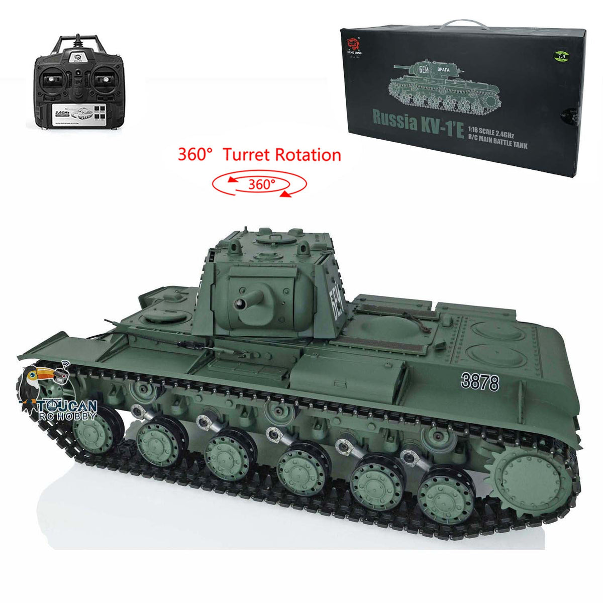 Henglong Plastic 1/16 TK7.0 3879/3878 German Panther G Soviet KV-1 RTR RC Tank 360 Degrees Turret Infrared Combat BB Smoke Metal Barrel