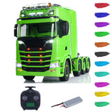 8x8 Metal Chassis 1/14 RC Tractor Truck 770S Radio Control Lorry ST8 Transmitter Battery RTR Warning Lights Spotlight Magnetic Roof