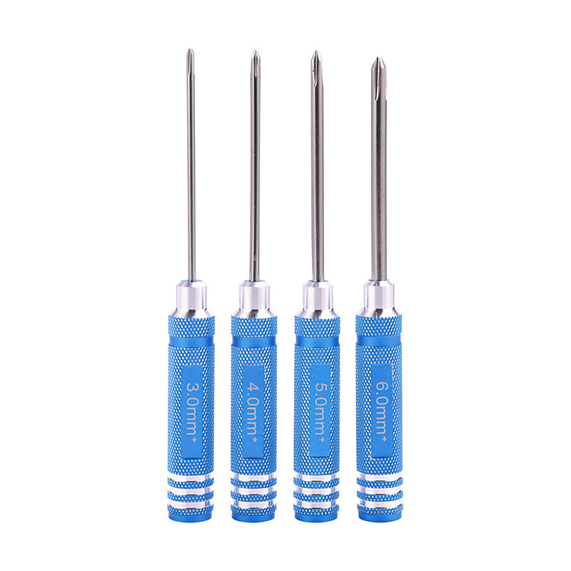 Metall-Kreuzschlitzschraubendreher-Set mit Schlitz, 3,0 mm, 4,0 mm, 5,0 mm, 6,0 mm für 1/14 RC-Autos, RC-LKW-Modell