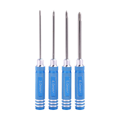 Metall-Kreuzschlitzschraubendreher-Set mit Schlitz, 3,0 mm, 4,0 mm, 5,0 mm, 6,0 mm für 1/14 RC-Autos, RC-LKW-Modell