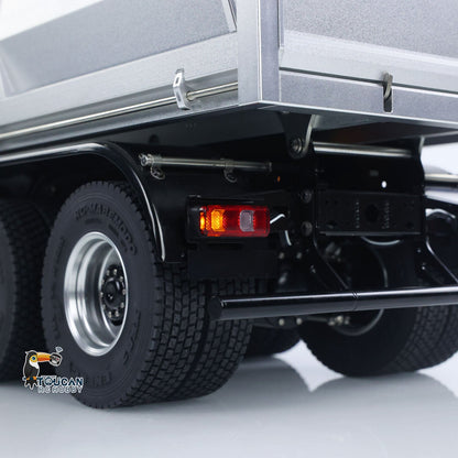 MD 6X6 Dumper Metal 1/14 Full Metal Chassis Hydraulic Tipper with 2-Speed Transmission and 6x6 Drive System Yellow Cab Silver Bucket Ready to Run