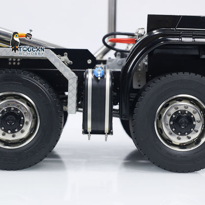 19. 1/14 RC Dump Truck 8x8 TH-X G88 U-Bucket Lowered Position Red Front Three-Quarter  
