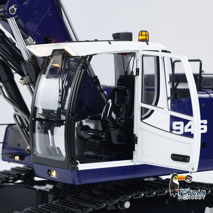 MTM 946-3 Metal 1/14 Excavator Full Hydraulic Construction Machine with 6CH Reversing Valve and Digital Pressure Gauge featuring 3-Piece Arm and Hydraulic Clamshell Attachment