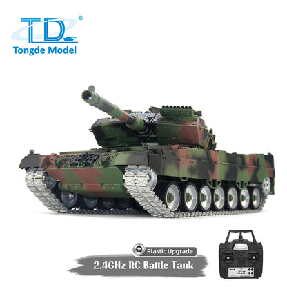 Tongde 1/16 Deutscher Leopard2A7 RC Panzer Metallketten mit IR und BB Kampfpanzer 320 Grad Rotation Modell Laufrückstoß