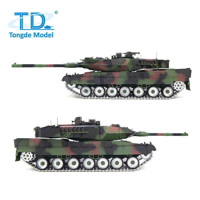 Tongde 1/16 Deutscher Leopard2A7 RC Panzer Metallketten mit IR und BB Kampfpanzer 320 Grad Rotation Modell Laufrückstoß