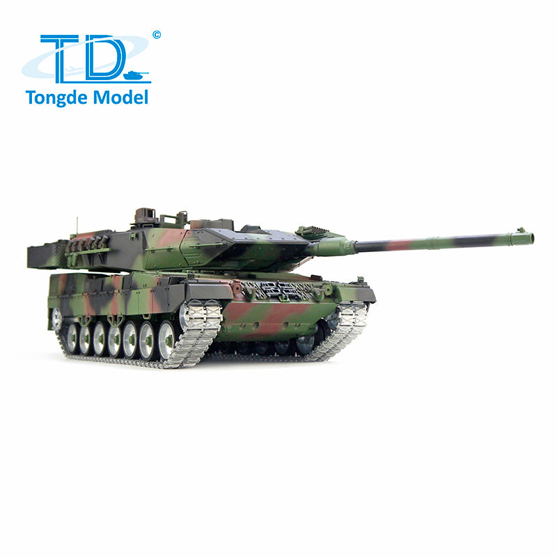 Tongde 1/16 Deutscher Leopard2A7 RC Panzer Metallketten mit IR und BB Kampfpanzer 320 Grad Rotation Modell Laufrückstoß