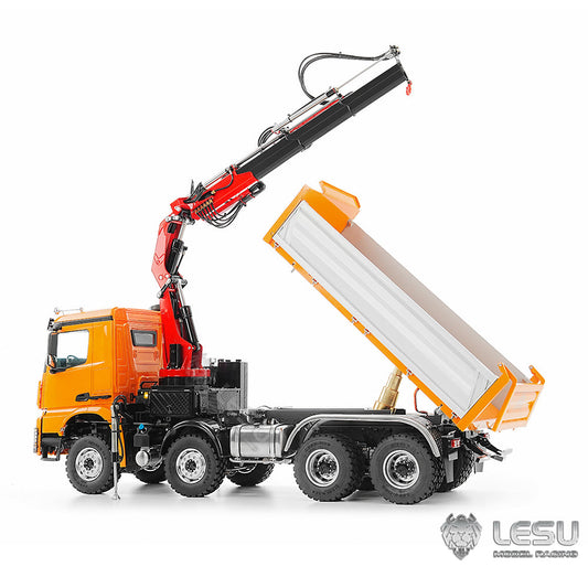 TOUCAN RC HOBBY LESU 3348 1/14 Metal Hydraulic 3 Ways RC Dump Truck with Crane 2 Speed Transmission 7CH Valve Sound Light for Construction Vehicle Enthusiast
