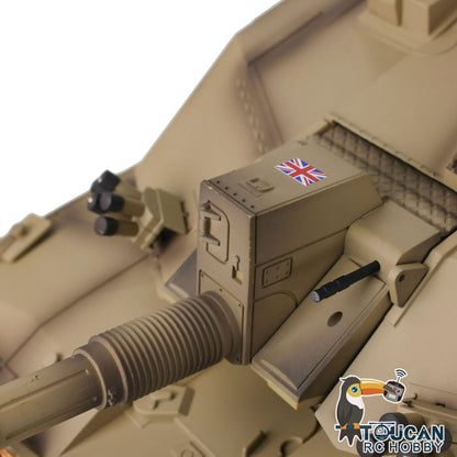Henglong 1/16 TK7.0 Promotin British Challenger II 3908 RTR RC Tank 360 Degrees Turret Infrared Combat BB Smoke Metal Sprockets Idlers Wheels Gearbox Tracks