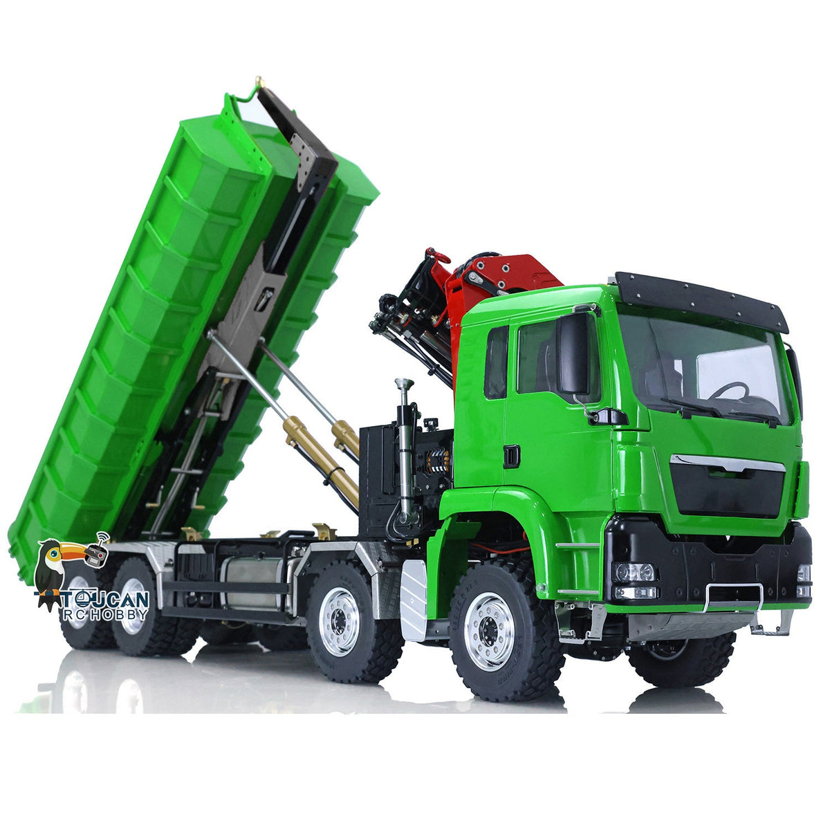 TOUCAN RC HOBBY LESU 1/14 8*8 Hydraulic Metal Roll on/off Radio Control Truck Dumper RC Tipper Car Metal Crane Chassis Light Sound PL18EV Battery