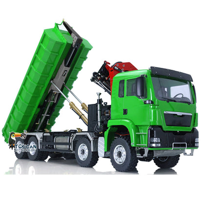 TOUCAN RC HOBBY LESU 1/14 8*8 Hydraulic Metal Roll on/off Radio Control Truck Dumper RC Tipper Car Metal Crane Chassis Light Sound PL18EV Battery