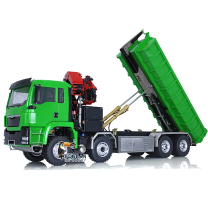 TOUCAN RC HOBBY LESU 1/14 8*8 Hydraulic Metal Roll on/off Radio Control Truck Dumper RC Tipper Car Metal Crane Chassis Light Sound PL18EV Battery