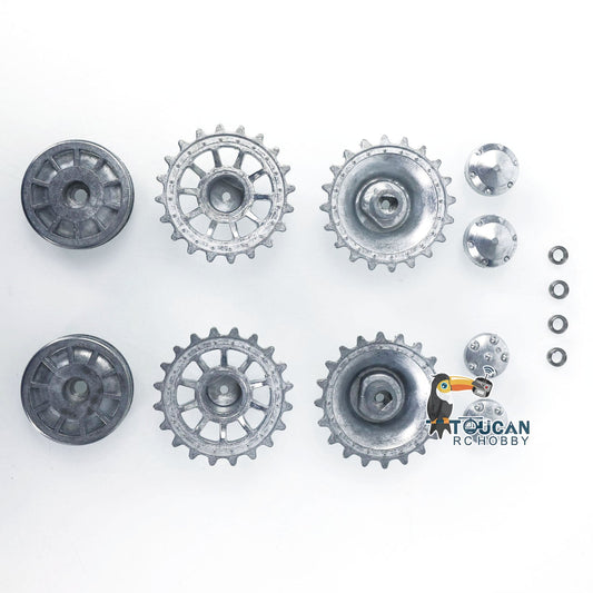 TOUCAN RC HOBBY 1Pair Full Metal Sprockets 1Pair Idler Wheels for 1/16 Heng Long German Tiger I 3818 RC Main Battle Tank Replacement Accessory