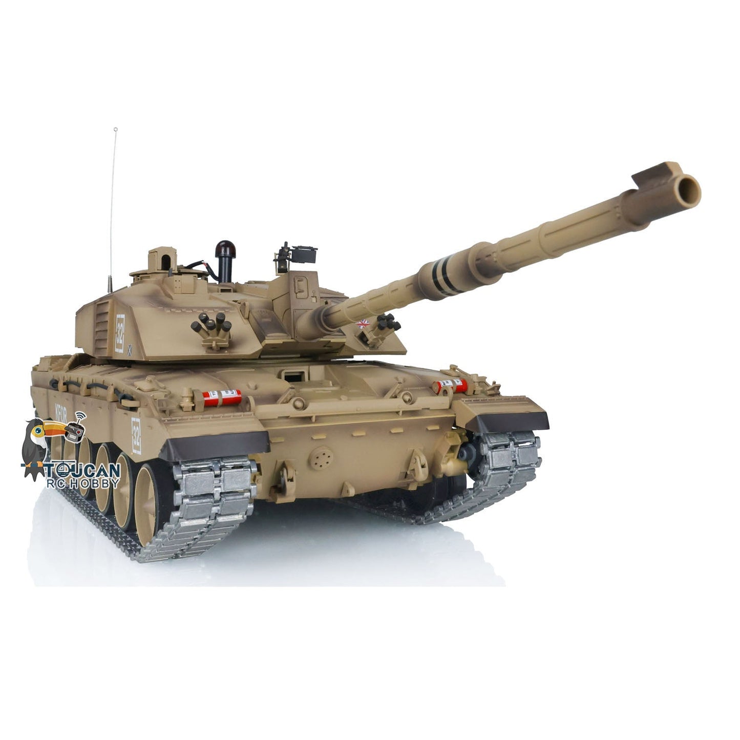 Henglong 1/16 TK7.0 Promotin British Challenger II 3908 RTR RC Tank 360 Degrees Turret Infrared Combat BB Smoke Metal Sprockets Idlers Wheels Gearbox Tracks
