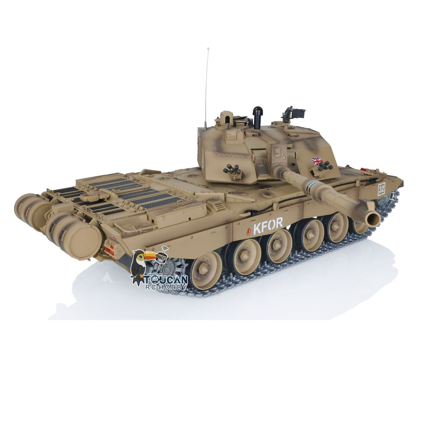 Henglong 1/16 TK7.0 Promotin British Challenger II 3908 RTR RC Tank 360 Degrees Turret Infrared Combat BB Smoke Metal Sprockets Idlers Wheels Gearbox Tracks