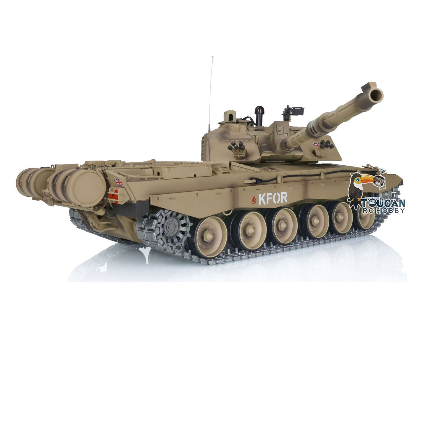 Henglong 1/16 TK7.0 Promotin British Challenger II 3908 RTR RC Tank 360 Degrees Turret Infrared Combat BB Smoke Metal Sprockets Idlers Wheels Gearbox Tracks