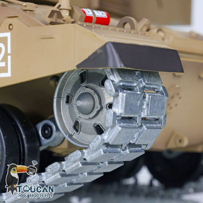 Henglong 1/16 TK7.0 Promotin British Challenger II 3908 RTR RC Tank 360 Degrees Turret Infrared Combat BB Smoke Metal Sprockets Idlers Wheels Gearbox Tracks