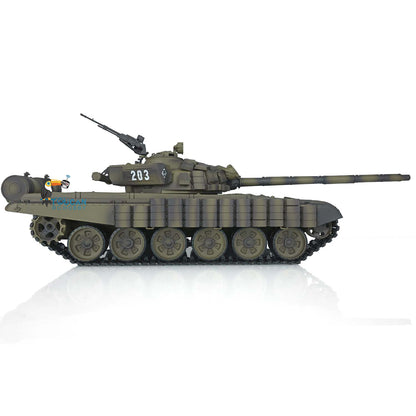 Henglong Militärischer ferngesteuerter fahrbereiter Panzer 1:16 TK7.0 Russischer T72 3939 360 Turm Rote Augen Kunststoffketten Kettenräder