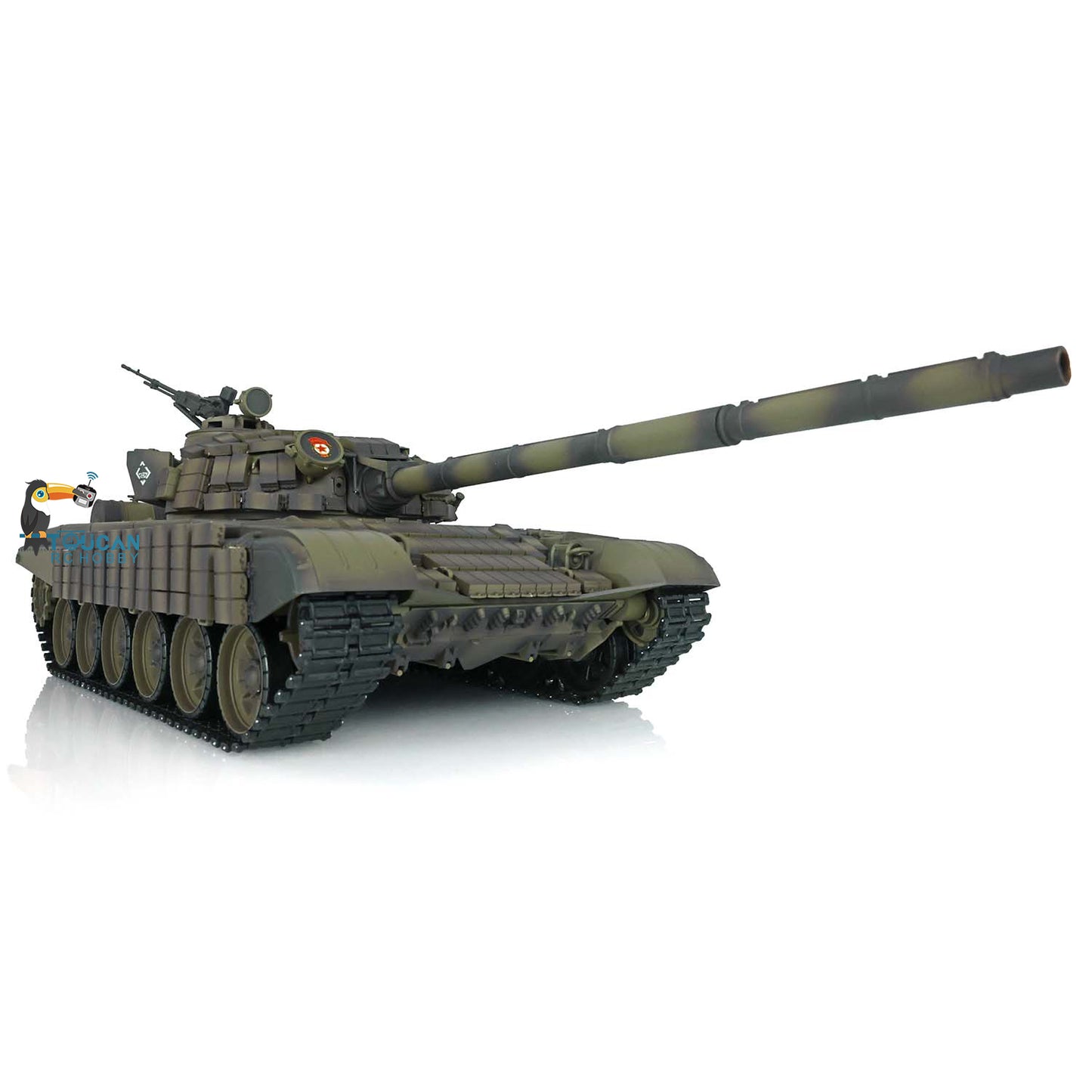 Henglong Militärischer ferngesteuerter fahrbereiter Panzer 1:16 TK7.0 Russischer T72 3939 360 Turm Rote Augen Kunststoffketten Kettenräder