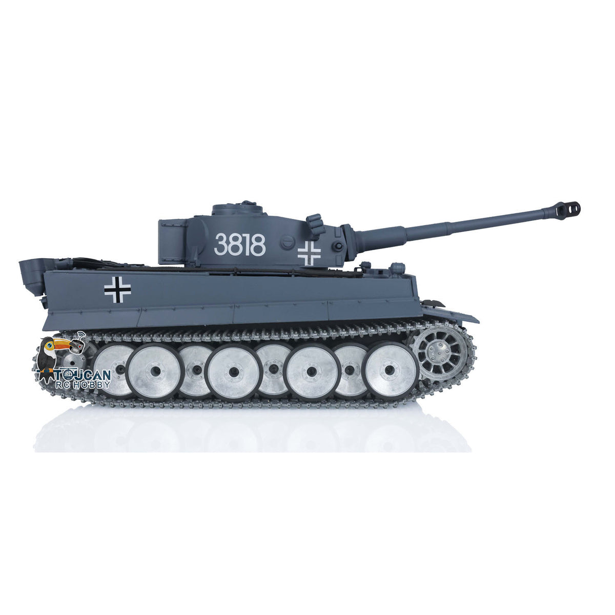 Schnelles freies Verschiffen Henglong 1/16 7.0 Tiger I RTR RC Tank 3818 W/Fass Rückstoß Metallketten Räder BB Einheit Elektrisches Militärfahrzeug