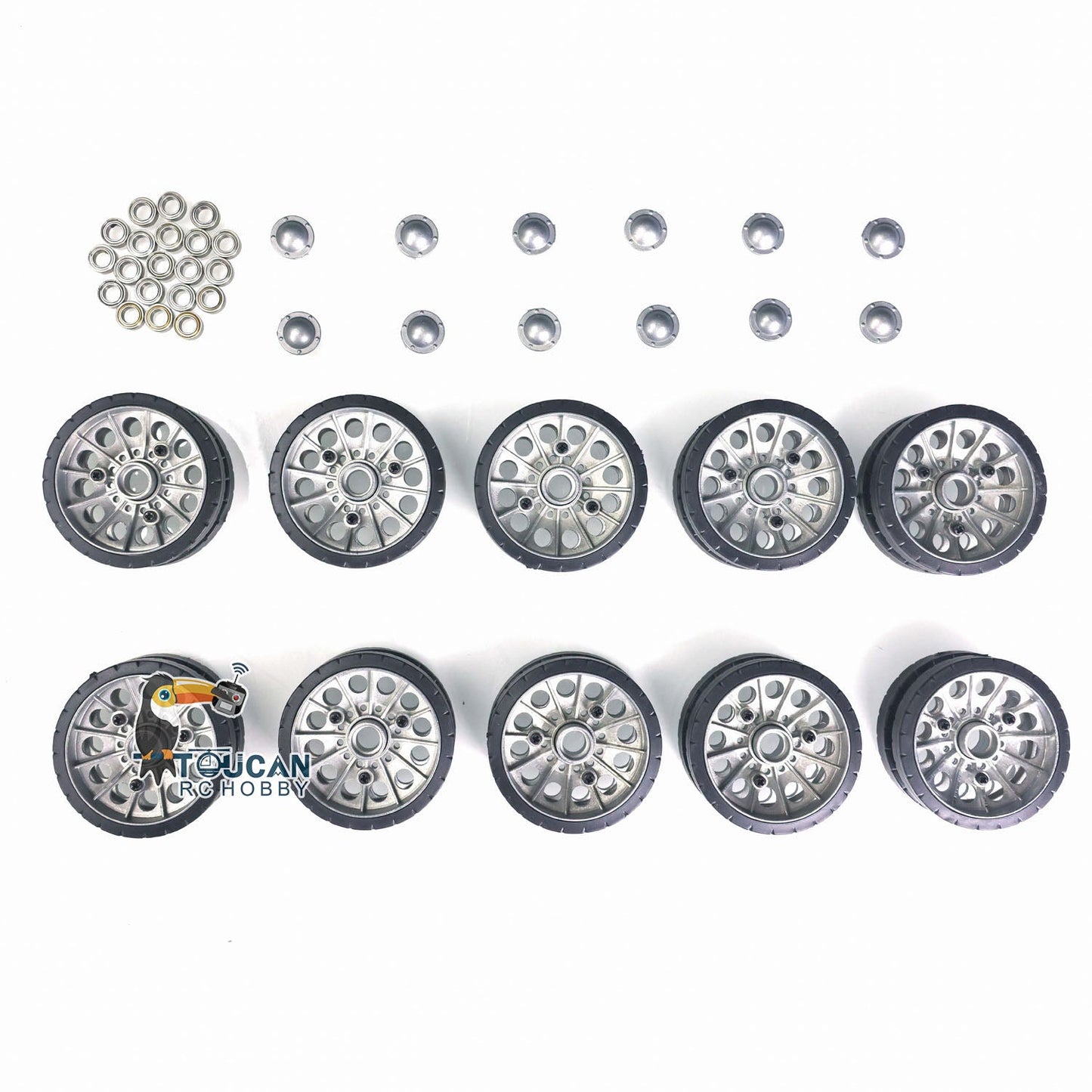 1Set Metal Road Wheels With Bearings Caps for 1/16 Henglong Soviet T34-85 RC Tank 3909 Remote Control Model Accessories