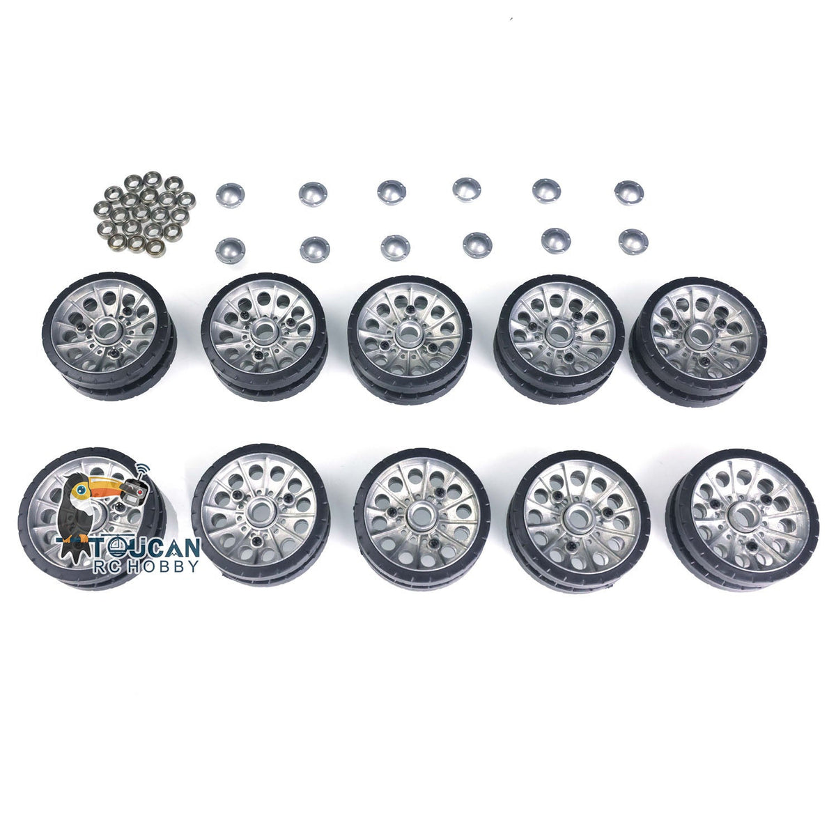 1Set Metal Road Wheels With Bearings Caps for 1/16 Henglong Soviet T34-85 RC Tank 3909 Remote Control Model Accessories